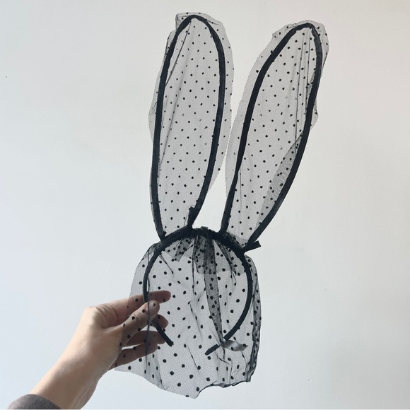 Empress Mimi black polka dot mesh lace veil bunny ears - Picture 3 of 5
